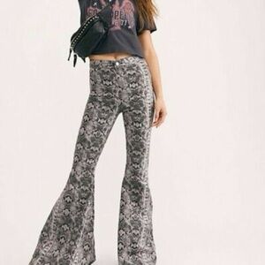 Free People Snakeskin Bell Bottoms
